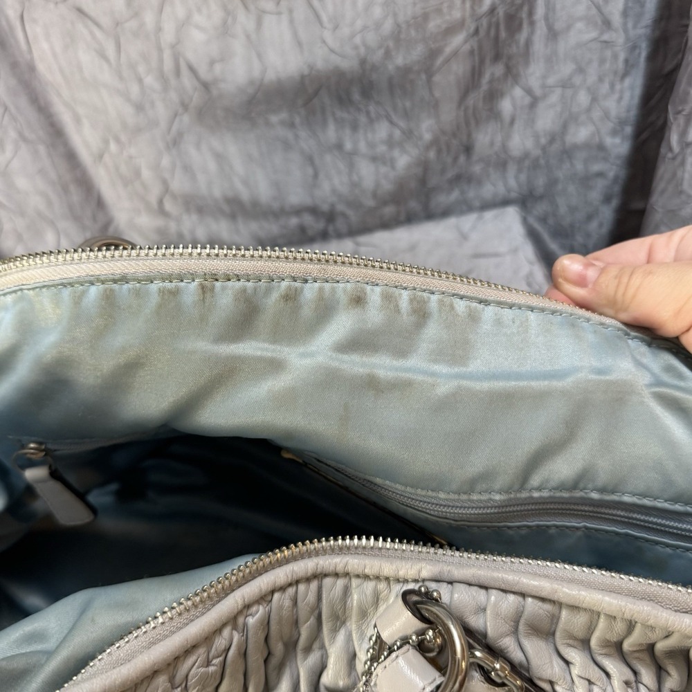 COACH Madison Sophia Satchel Shoulder Bag Gray Gathered Leather - Picture 12 of 16